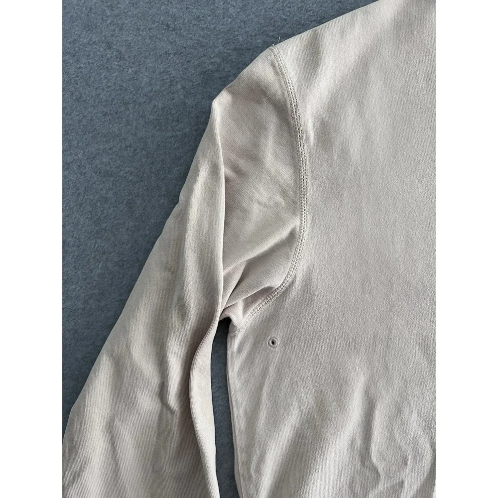 Eddie Bauer Mock Neck 100% Cotton L Long Sleeve Mens Shirt Beige Tan Putty Zip